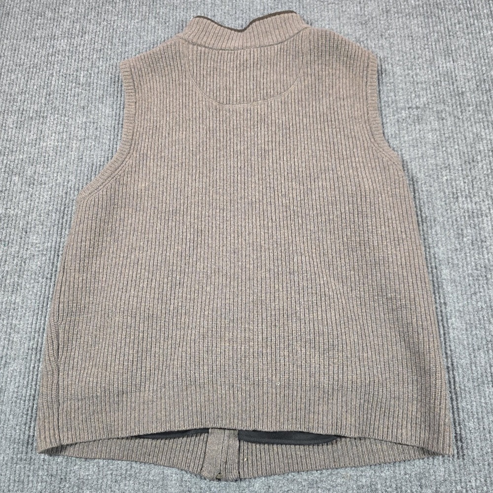 L.L. Bean Vest Mens 2XL‎ Brown Merino Wool Knit Full Zip Lined Pockets Winter - Picture 2 of 7
